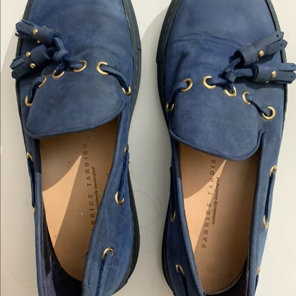 Fabrice Tardieu slip on moccasin shoes Italy 36 Blue Leather Handcrafted Woman - Picture 8 of 8